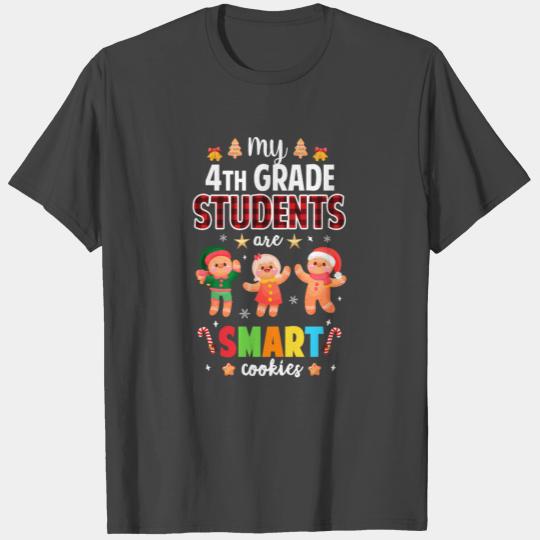 Christmas 4th Grade Teacher Of Smart Cookies Funny T Shirts