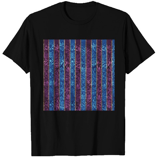 Royal Blue and Violet Striped Pattern T Shirts