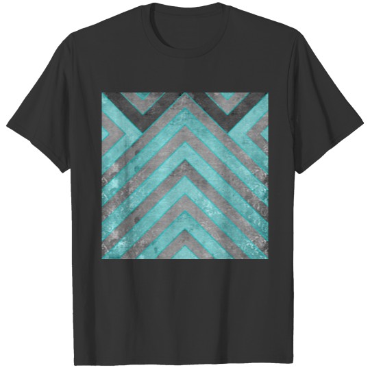 Turquoise Blue and Grey Geometric Art T Shirts