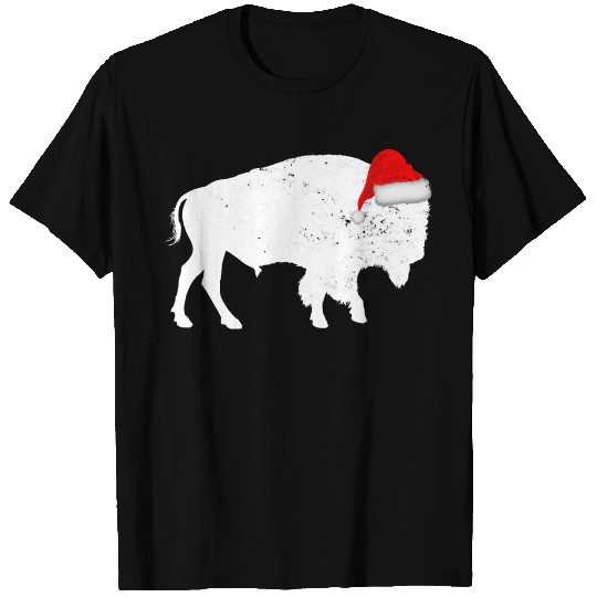 Bison Buffalo Santa Hat Christmas Pajama Long Slee T Shirts