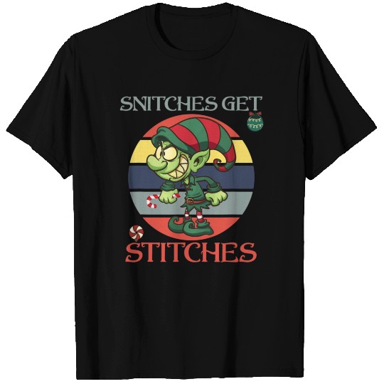 Snitches Get Stitches T Shirts Christmas retro sunset