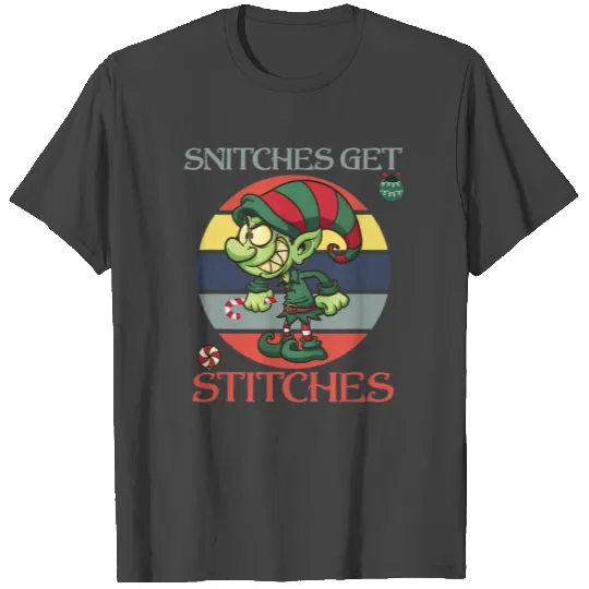 Snitches Get Stitches T Shirts Christmas retro sunset