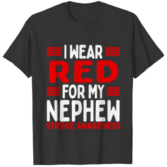 Red Aunt Uncle Stroke Awareness Nephew T-shirt