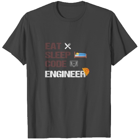Eat Sleep Code Engineer Funny Engineering Student T Shirts