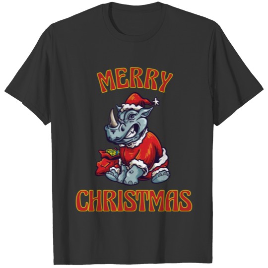 Cadeau de Noël Rhino Cool Santa T-shirt
