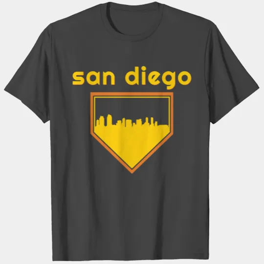 San Diego Baseball Home Plate Vintage Sd Skyline T Shirts