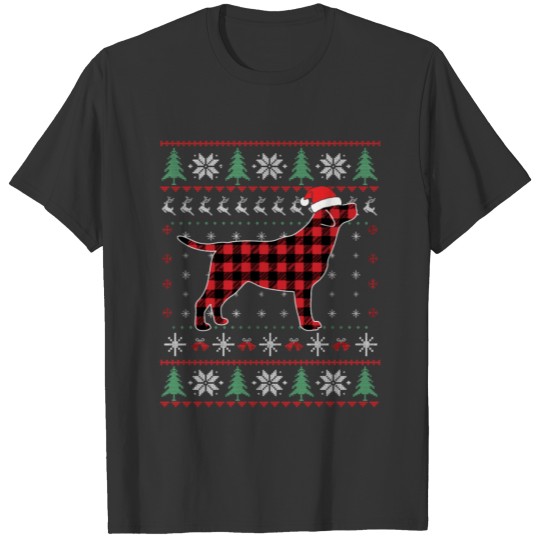 Labrador Retriever Christmas Pajama Red Plaid Ugly T Shirts