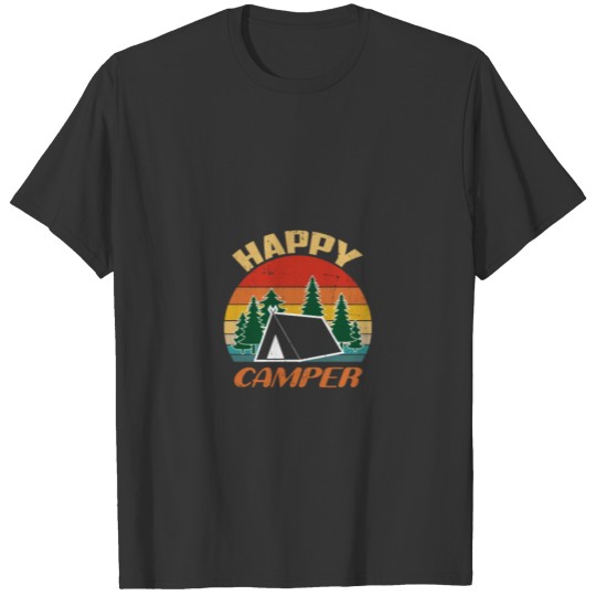 Happy Camper Forest Tent Funny Hiking Camping Love T Shirts