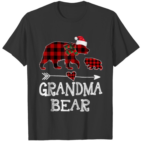 Grandma Bear Christmas Pajama Red Plaid Buffalo Ra T Shirts