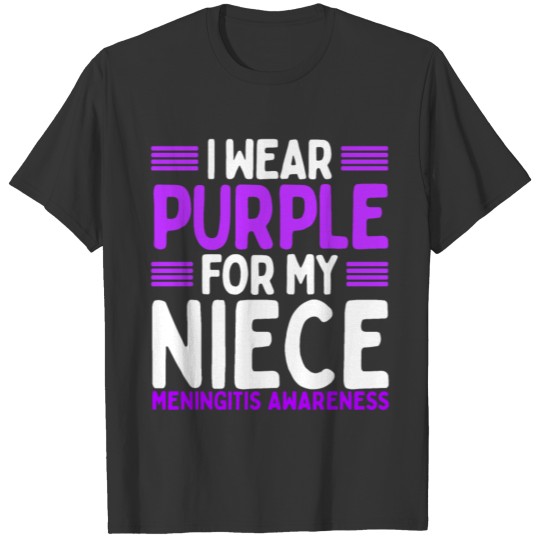 Purple Aunt Uncle Aunt Meningitis Awareness Niece T Shirts