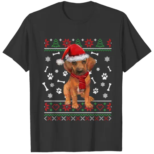 Ugly Sweater Christmas Rhodesian Ridgeback Santa H T Shirts
