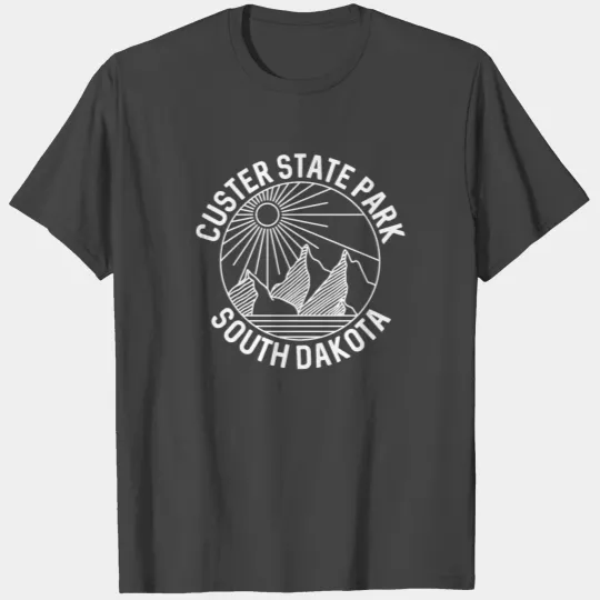 Custer State Park South Dakota Mountain Line Art T Shirts