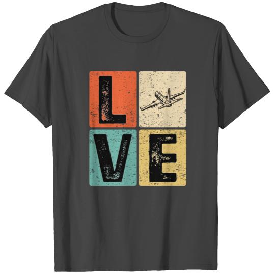 Vintage Love Airplane for Airplane Airline Pilot T Shirts