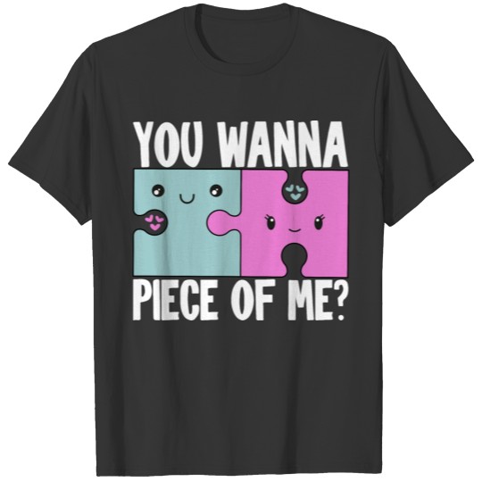 Cute Puzzle Lovers Couple Jigsaw Puzzles T-shirt