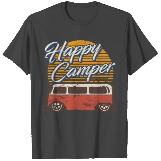 Happy Camper Bay Window Bus Camping Westy T Shirts