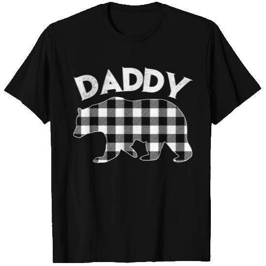 Black And White Buffalo Plaid Daddy Bear Christmas T Shirts
