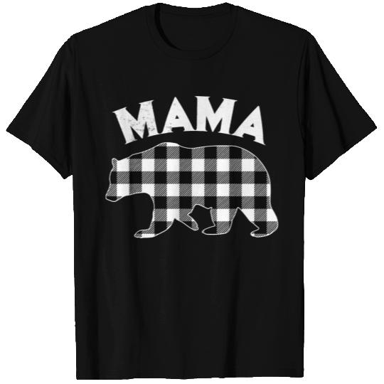 Black And White Buffalo Plaid Mama Bear Christmas T Shirts