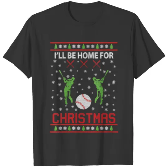 Womens I'll Be Home for Christmas Baseball Gifts S T Shirts