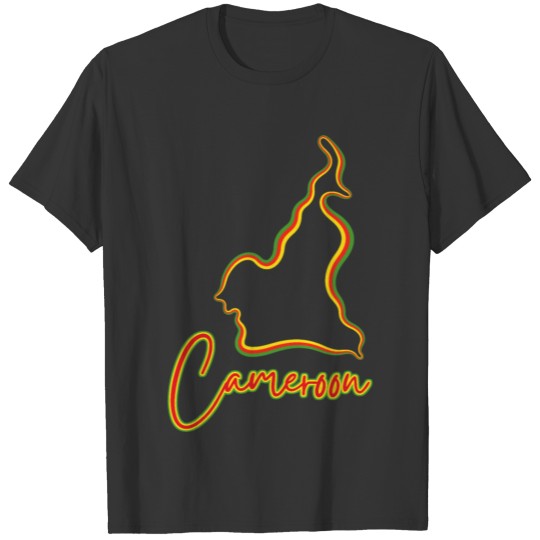 Cameroon Map Outline with Flag Colors T-shirt