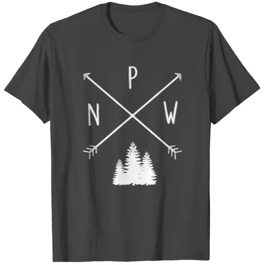 Pine Trees Pacific Northwest Pnw With Arrows T Shirts