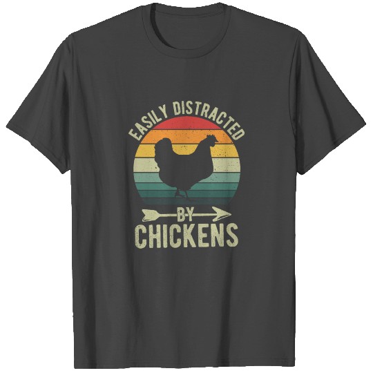 Easily Distracted By chickens Vintage Farm Animals T Shirts