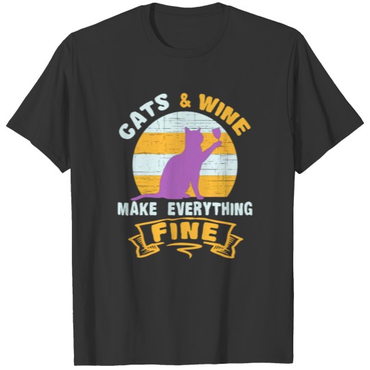 Cats funny cat wine red wine gift cute T Shirts