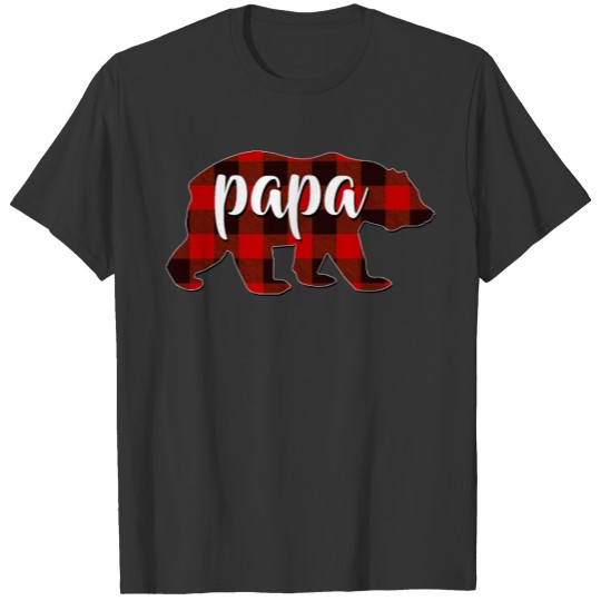 Red Plaid Papa Buffalo Matching Family Dad Pajama T Shirts