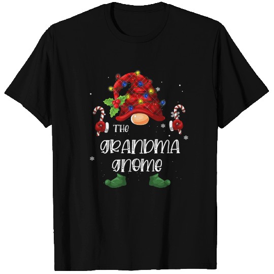 The Grandma Gnome Buffalo Plaid Christmas Tree Lig T Shirts