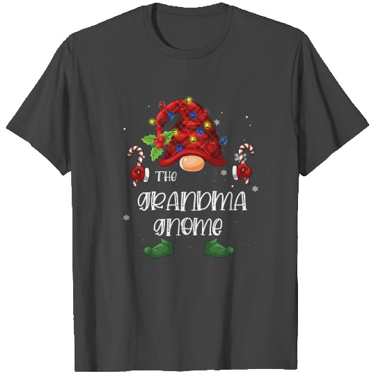 The Grandma Gnome Buffalo Plaid Christmas Tree Lig T Shirts