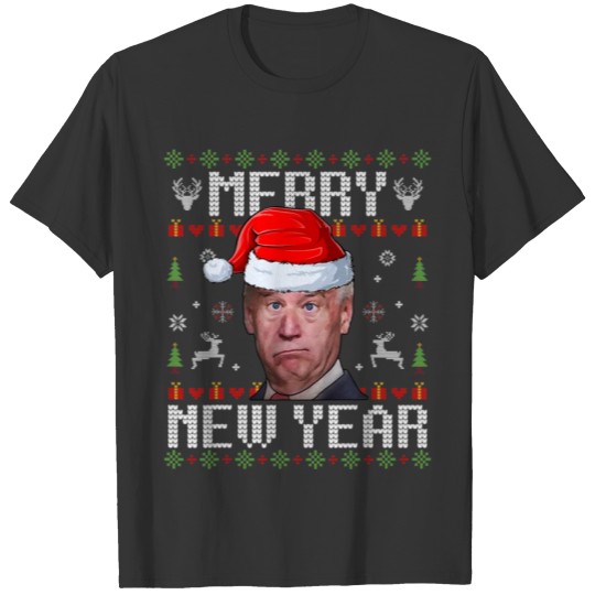 Funny Santa Joe Biden Happy New Year Ugly Christma T-shirt