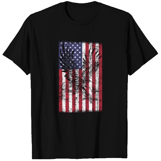 American patriotic flag whit bald eagle motif T Shirts