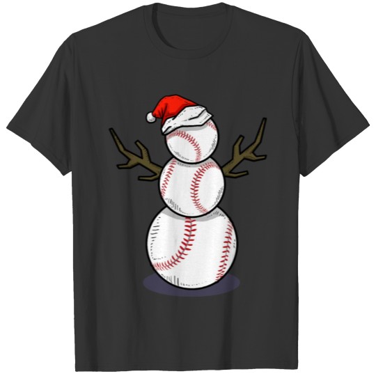 Baseball Softball Snowman Christmas Holiday Season T Shirts