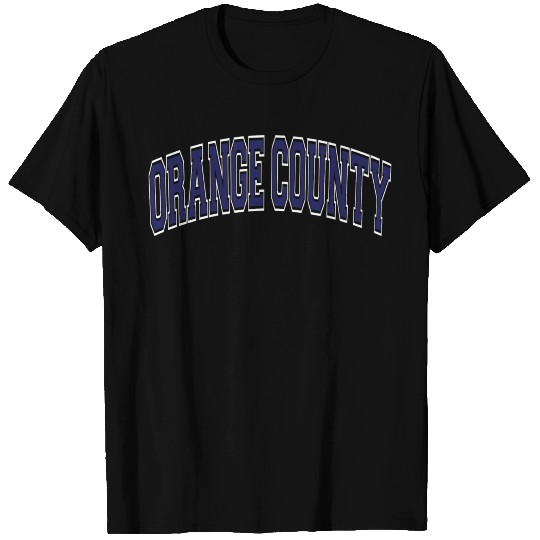 Orange County Varsity Style Navy Blue Text T Shirts