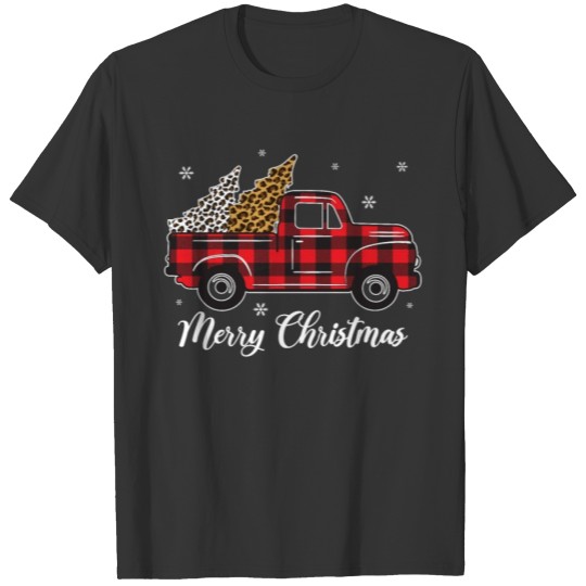 Merry Christmas Buffalo Plaid Truck Tree for Men W T Shirts