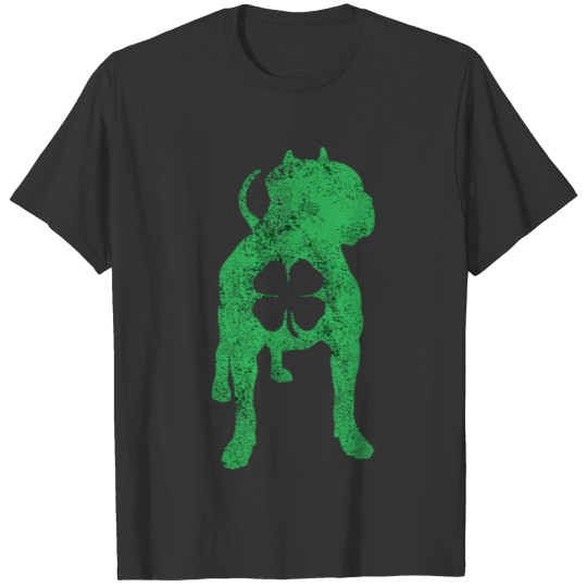 St Patrick'S Day Dog Pit Bull Shamrock Clover Iris T-shirt