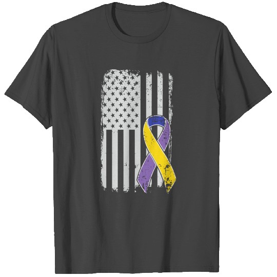 Bladder Cancer Awareness Ribbon Distressed America T Shirts