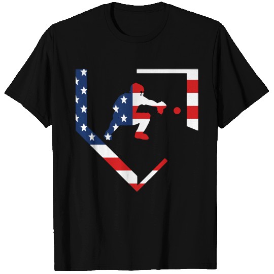 American Flag Graphic Baseball Catcher Gear Baseba T Shirts
