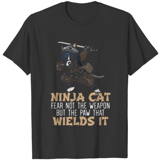 Ninja Cat Mercenary Shuriken Kunai Shinobi Kitty T-shirt