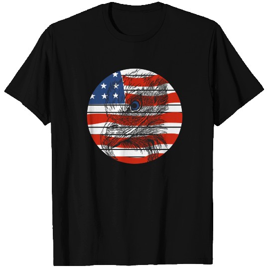 bald eagle black head bird american flag T Shirts