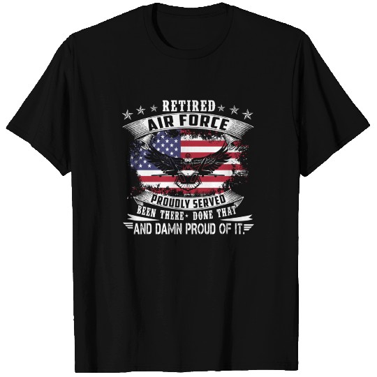 Retired Air Force Veteran US Flag Bald Eagle T Shirts