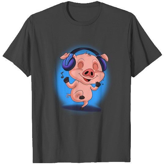 Music Lover I DJ Headphones I Pig Piglet T Shirts