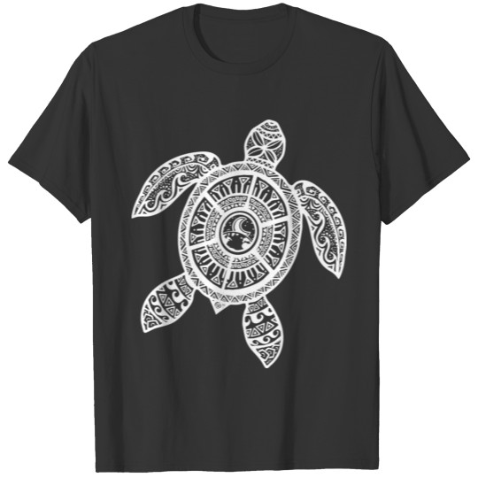 White Tribal Hawaiian Tattoo Boho Sea Turtle T-shirt