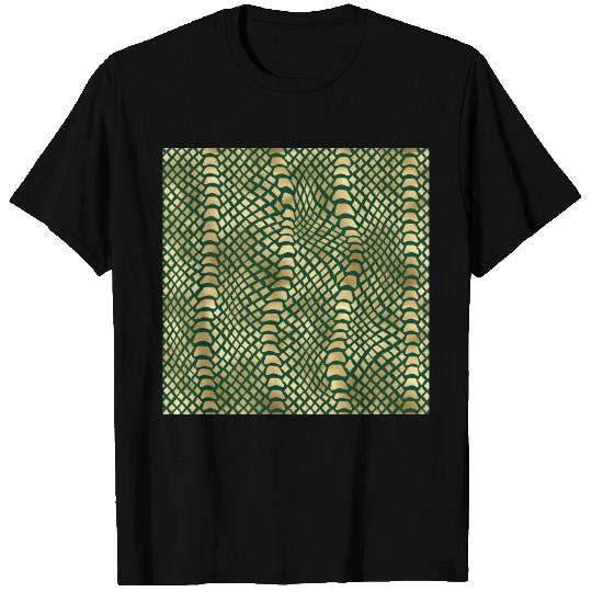 Gold Green Snake Skin Pattern T Shirts