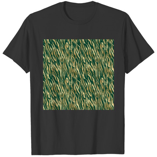 Green Gold Tiger Skin Print T Shirts