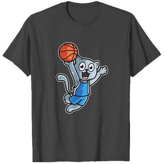 Cat Basketball Game Day Funny Team Sports B-ball T Shirts