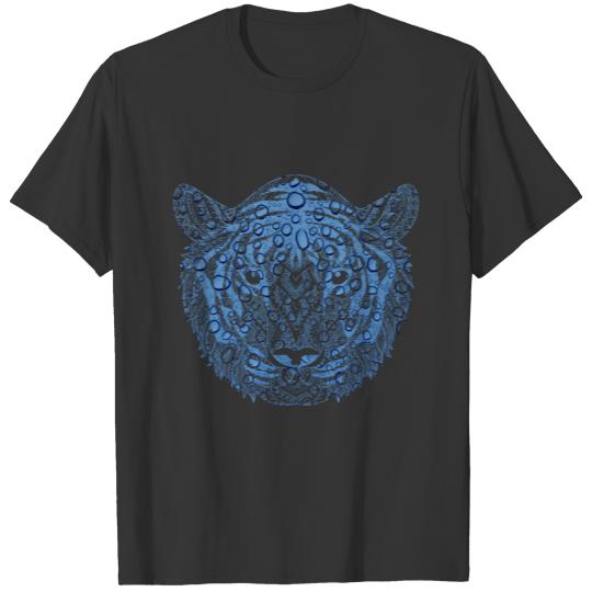 Abstract Blue Water Tiger Head T-shirt