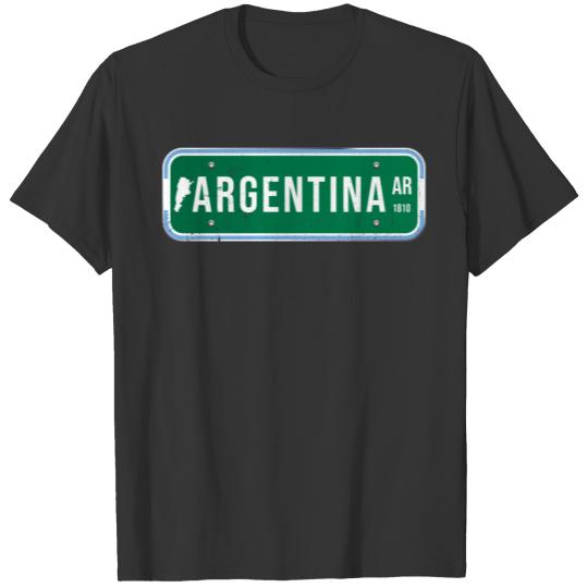 Argentina - road sign with map silhouette and year T-shirt