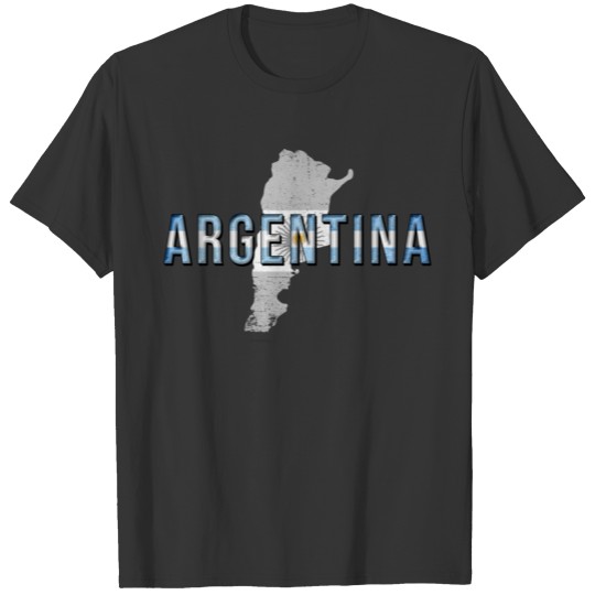 Argentina grunge flag with map silhouette T-shirt