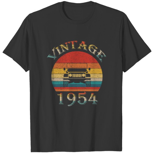 Vintage Jeeps Birthday 1954 Retro Sunset Dad Mom T Shirts