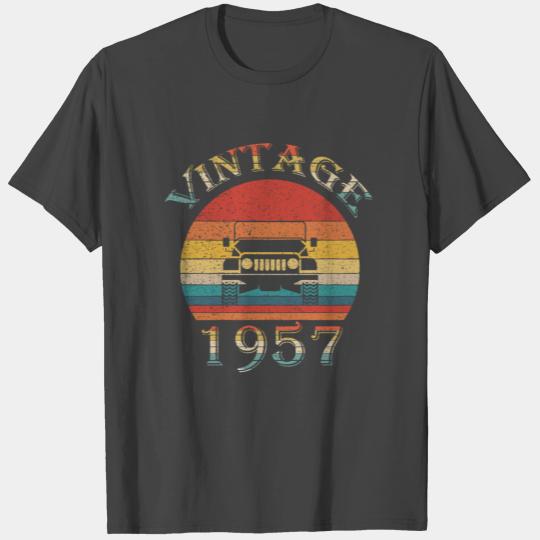 Vintage Jeeps Birthday 1957 Retro Sunset Dad Mom T Shirts